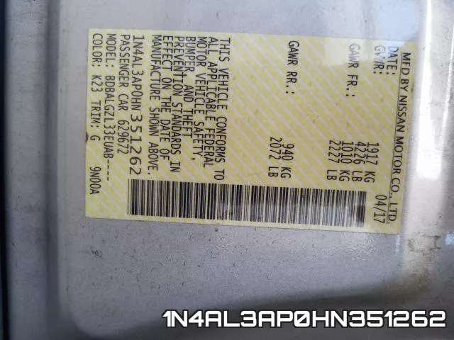 1N4AL3AP0HN351262 фото 2