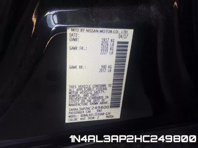 1N4AL3AP2HC249800 фото 2