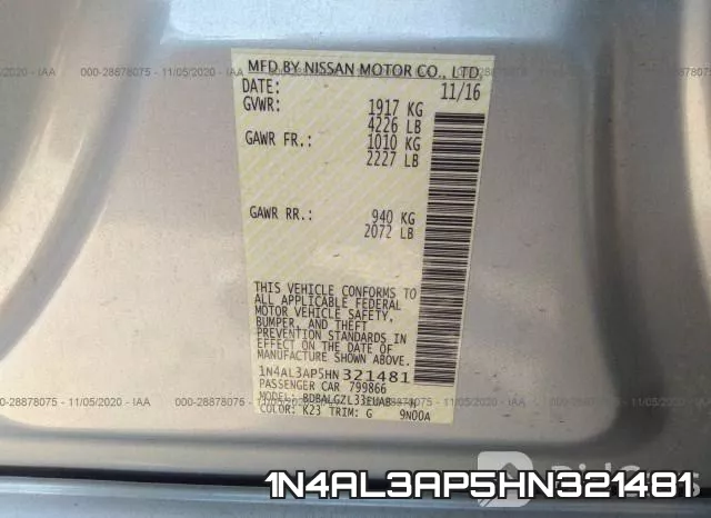 1N4AL3AP5HN321481 фото 9