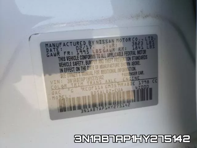 3N1AB7AP1HY275142 фото 2