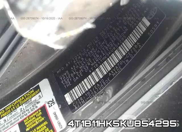 4T1B11HK5KU854295 фото 10