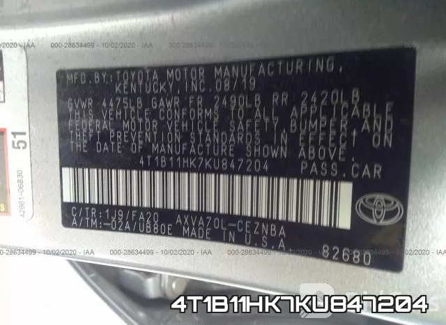 4T1B11HK7KU847204 фото 10