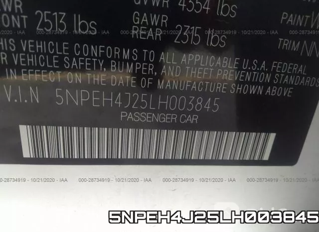 5NPEH4J25LH003845 фото 10