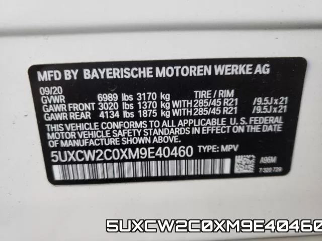 5UXCW2C0XM9E40460 фото 2