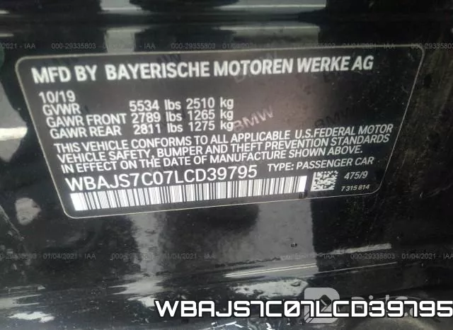 WBAJS7C07LCD39795 фото 10