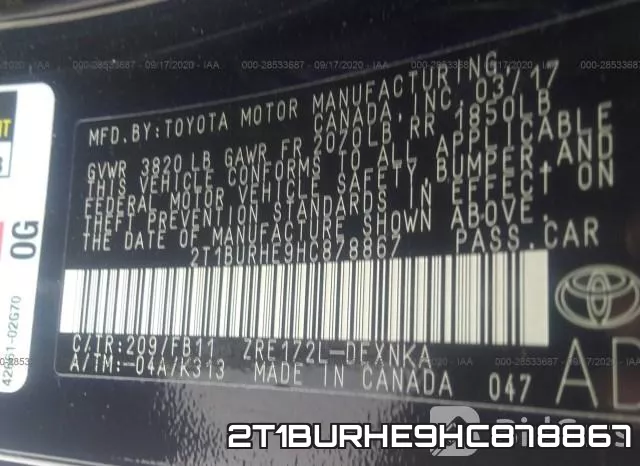 2T1BURHE9HC878867 фото 8