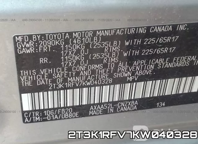 2T3K1RFV7KW040328 фото 10