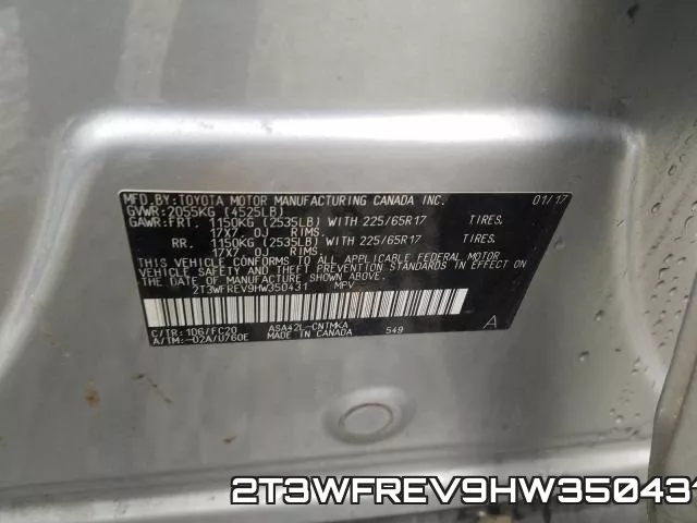 2T3WFREV9HW350431 фото 2