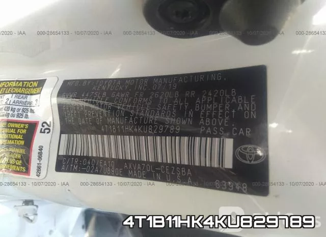 4T1B11HK4KU829789 фото 9
