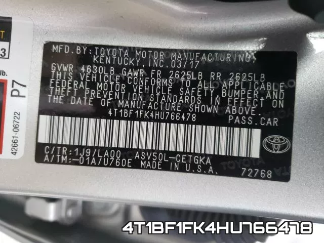 4T1BF1FK4HU766478 фото 2