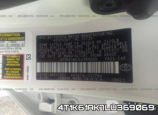 4T1K61AK7LU369069 фото 7