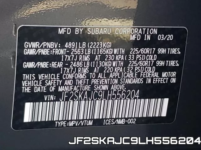 JF2SKAJC9LH556204 фото 2