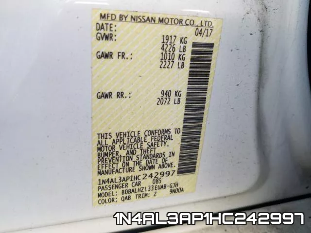 1N4AL3AP1HC242997 фото 2