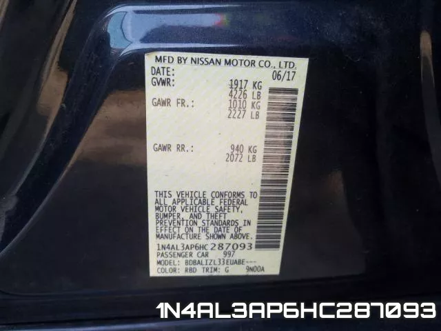 1N4AL3AP6HC287093 фото 2