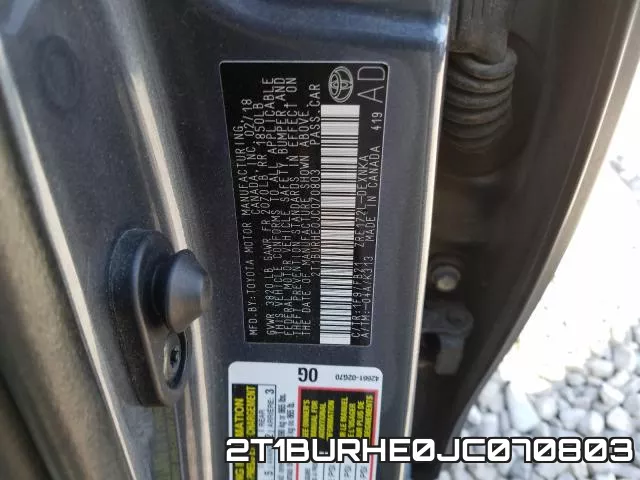 2T1BURHE0JC070803 фото 2