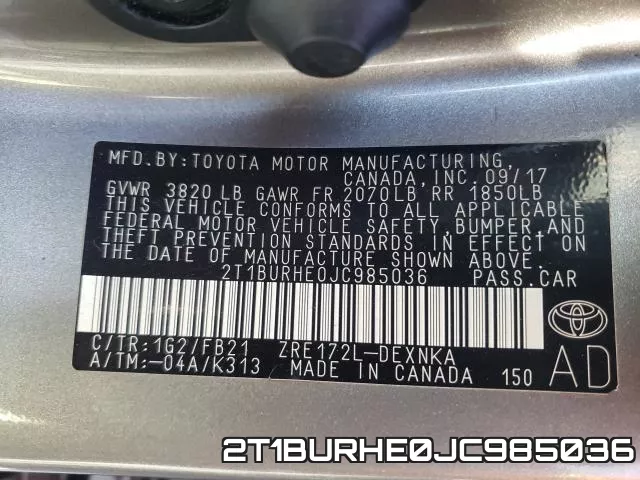 2T1BURHE0JC985036 фото 2