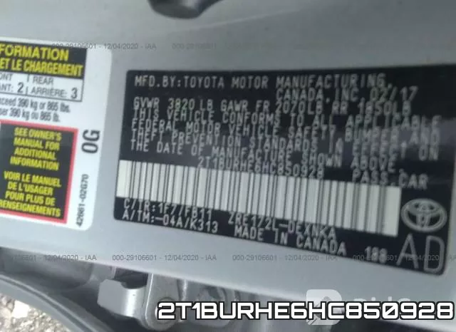2T1BURHE6HC850928 фото 10