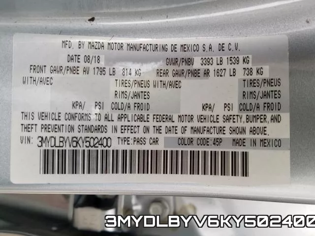 3MYDLBYV6KY502400 фото 2