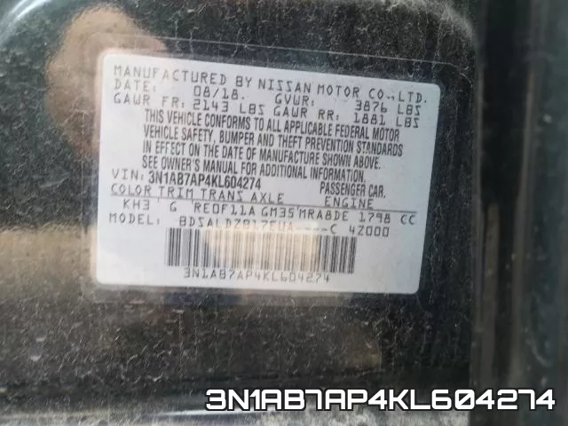 3N1AB7AP4KL604274 фото 2