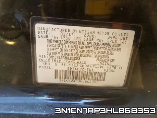 3N1CN7AP3HL868353 фото 2