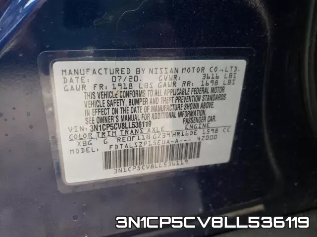 3N1CP5CV8LL536119 фото 2
