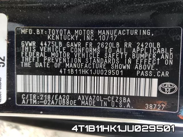 4T1B11HK1JU029501 фото 2
