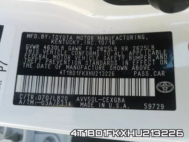4T1BD1FKXHU213226 фото 2