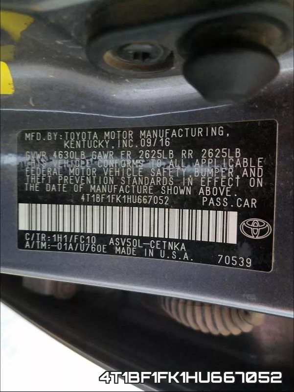 4T1BF1FK1HU667052 фото 2