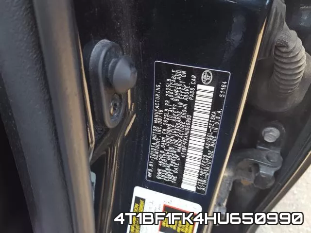 4T1BF1FK4HU650990 фото 2