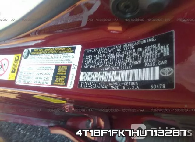 4T1BF1FK7HU713287 фото 10