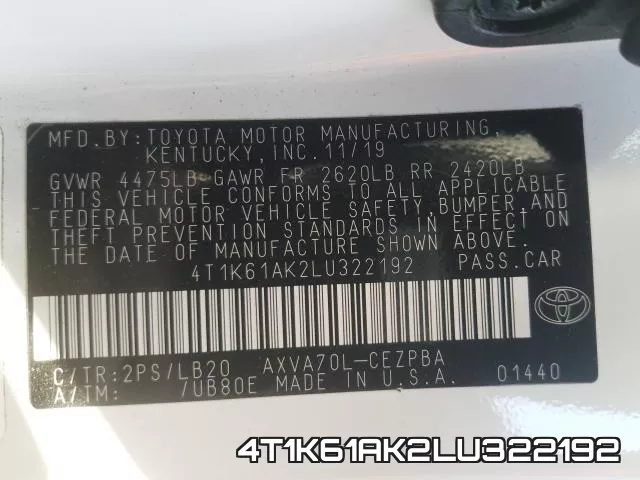 4T1K61AK2LU322192 фото 2