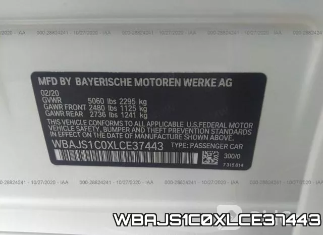 WBAJS1C0XLCE37443 фото 8
