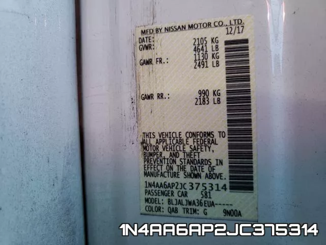 1N4AA6AP2JC375314 фото 2