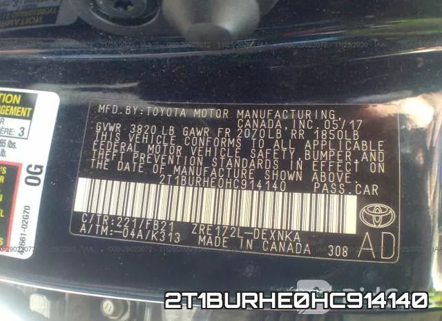 2T1BURHE0HC914140 фото 10
