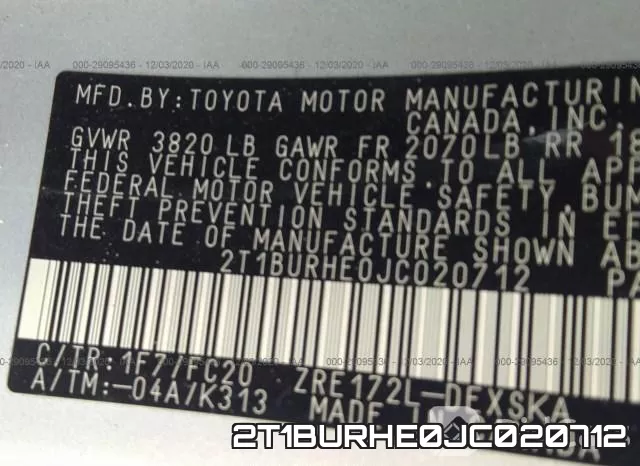 2T1BURHE0JC020712 фото 10