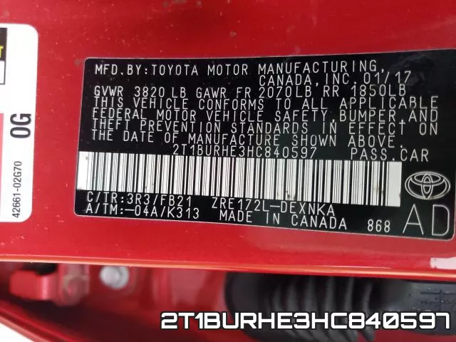 2T1BURHE3HC840597 фото 2
