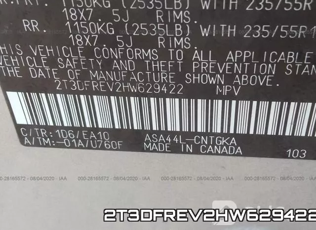 2T3DFREV2HW629422 фото 9
