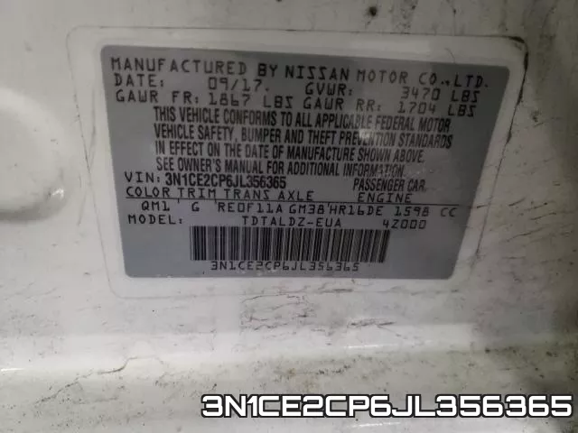 3N1CE2CP6JL356365 фото 2