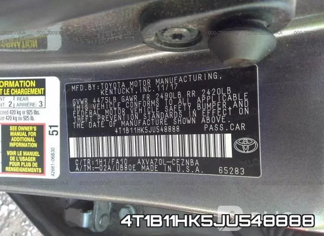 4T1B11HK5JU548888 фото 9