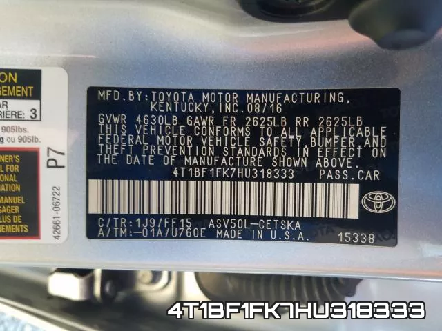 4T1BF1FK7HU318333 фото 2