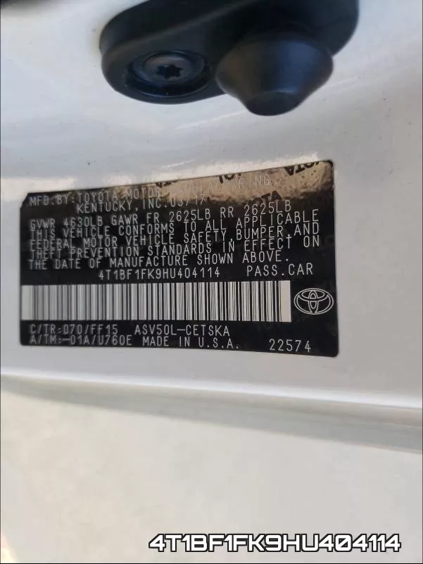 4T1BF1FK9HU404114 фото 2