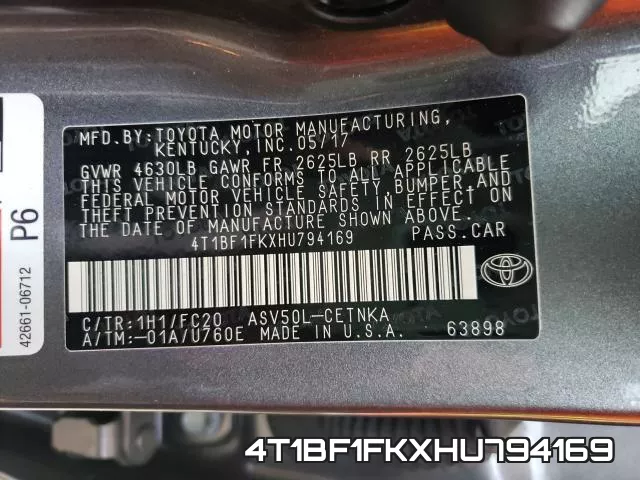 4T1BF1FKXHU794169 фото 2