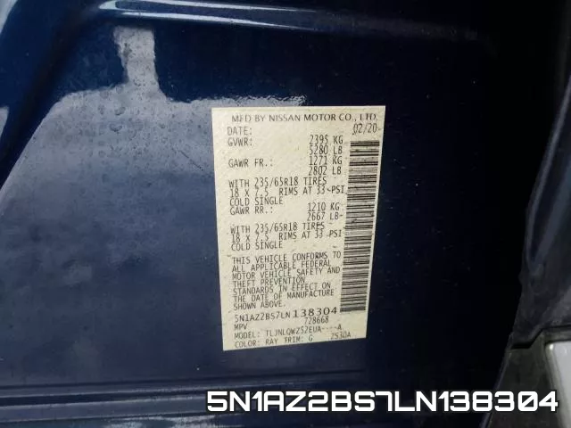 5N1AZ2BS7LN138304 фото 2