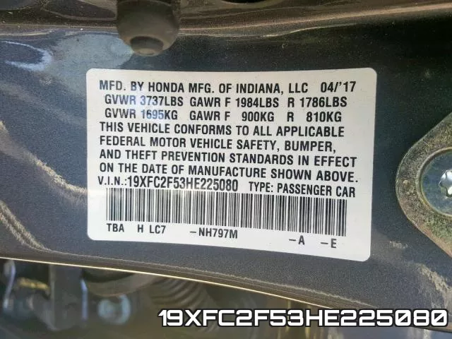 19XFC2F53HE225080 фото 2