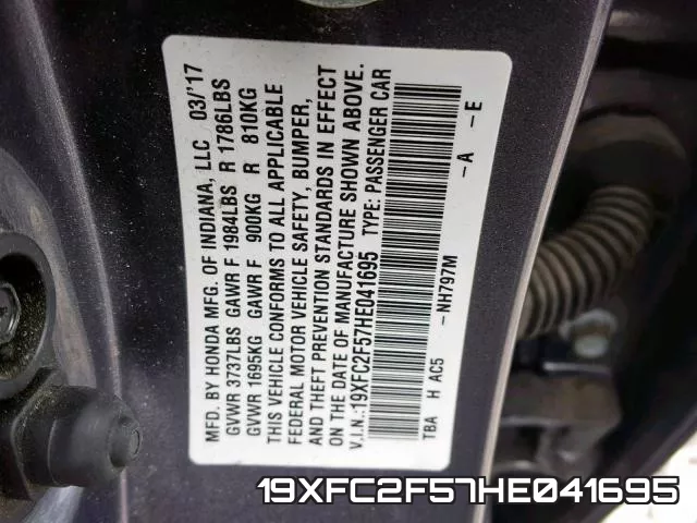 19XFC2F57HE041695 фото 2