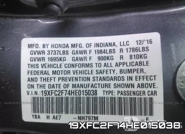 19XFC2F74HE015038 фото 10
