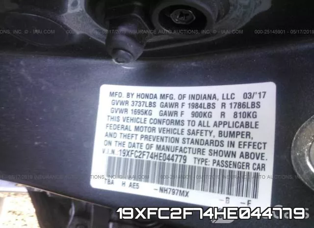 19XFC2F74HE044779 фото 10