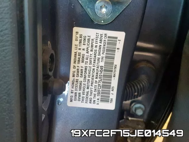 19XFC2F75JE014549 фото 2