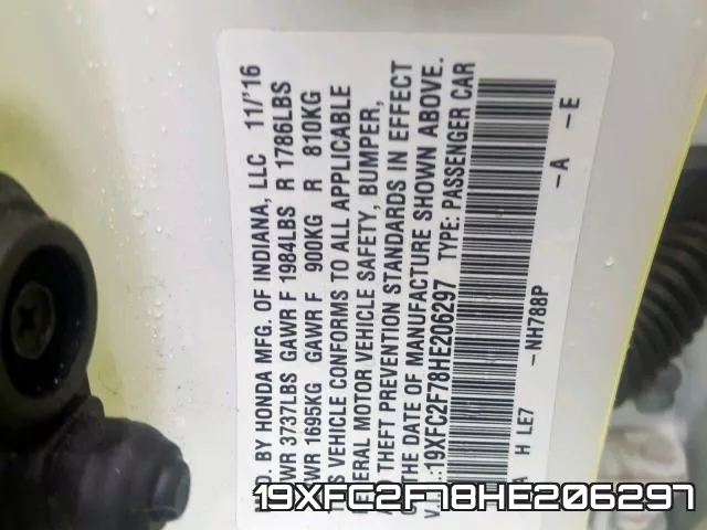 19XFC2F78HE206297 фото 2