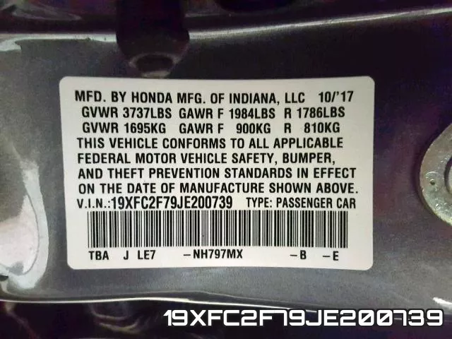 19XFC2F79JE200739 фото 2